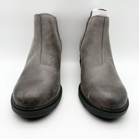 Sorel Women Evie ll Zip Wedge Bootie US 10.5 EU 41.5 Grey Leather Waterproof NIB - Picture 6 of 13